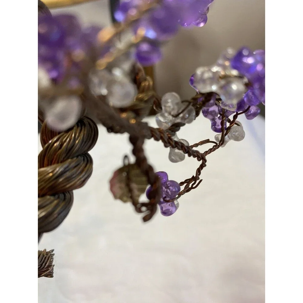 Bonsai Tree Of Life With Purple Beads Copper Wire
